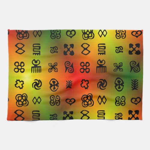 Adinkra Symbols With African Colors Kitchen Towel