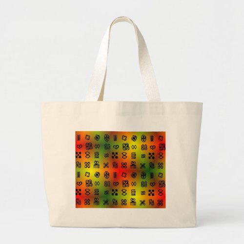 Adinkra Symbols With African Colors Large Tote Bag