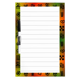 Adinkra Symbols With African Colors Lined Dry Erase Board