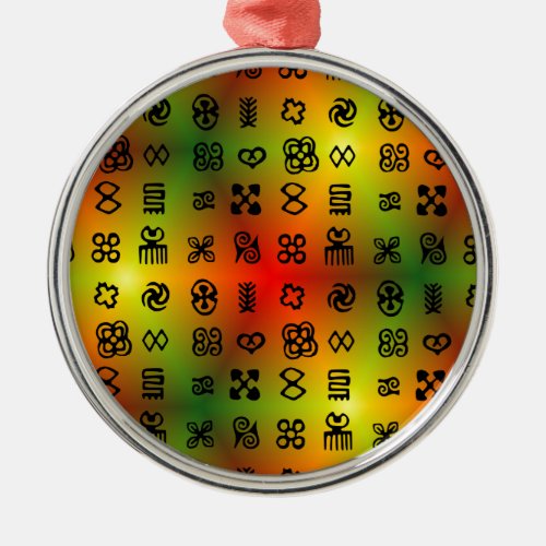 Adinkra Symbols With African Colors Metal Ornament