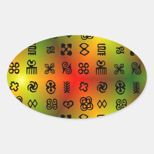 Adinkra Symbols With African Colors Oval Sticker