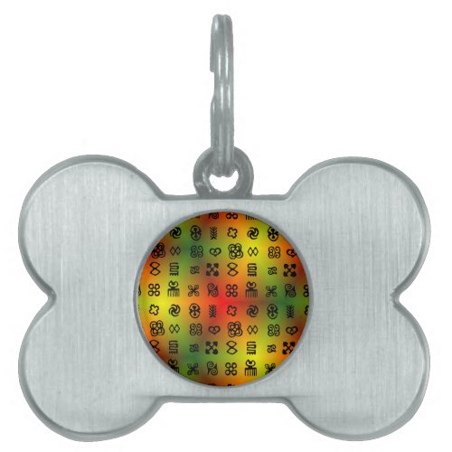 Adinkra Symbols With African Colors Pet Tag
