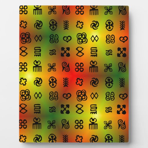 Adinkra Symbols With African Colors Plaque
