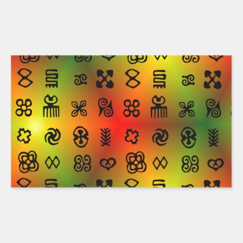 Adinkra Symbols With African Colors Rectangular Sticker