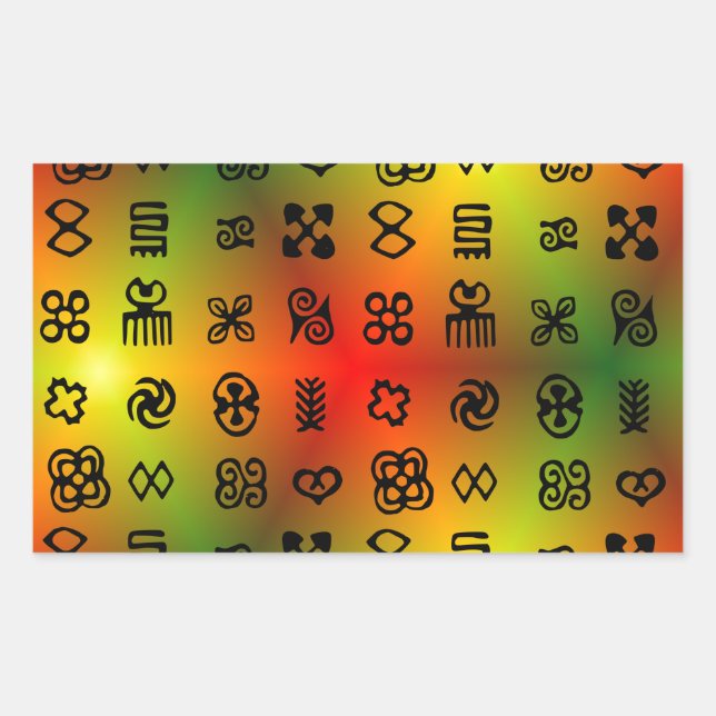 Adinkra Symbols With African Colors Rectangular Sticker (Front)