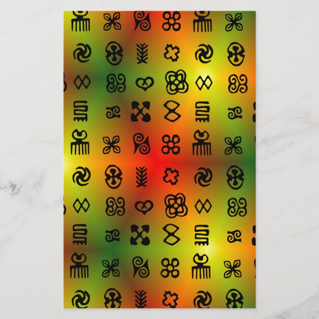 Adinkra Symbols With African Colors Stationery (Front)