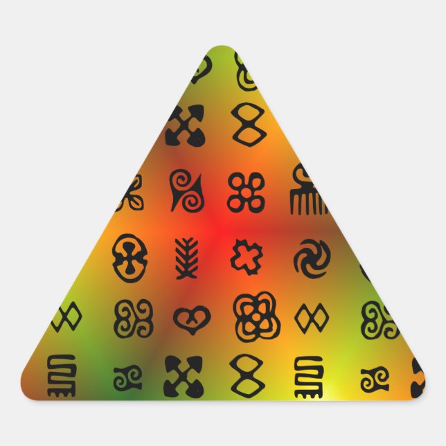 Adinkra Symbols With African Colors Triangle Sticker (Front)
