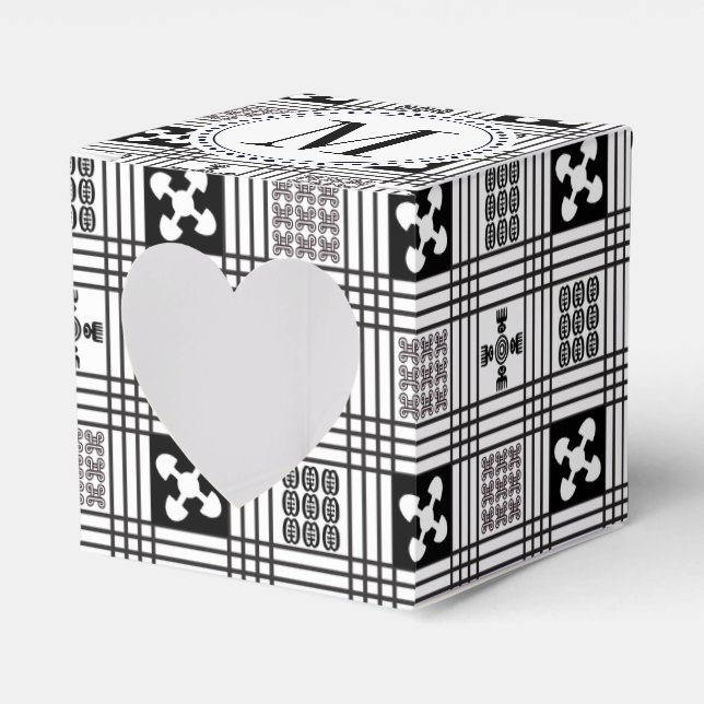 Adinkra West African textile Favor Boxes (Front Side)
