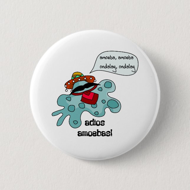 Adios Amoebas Pinback Button (Front)