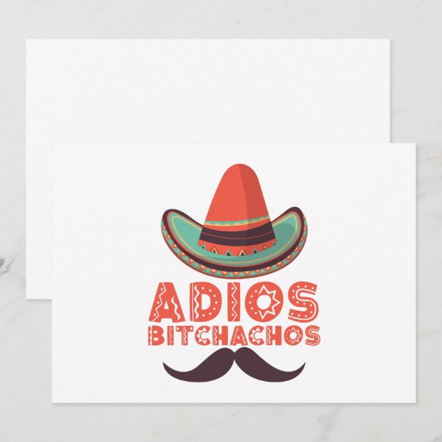 Adios Bitchachos Sombrero Retro Cinco De Mayo Invitation (Front/Back)
