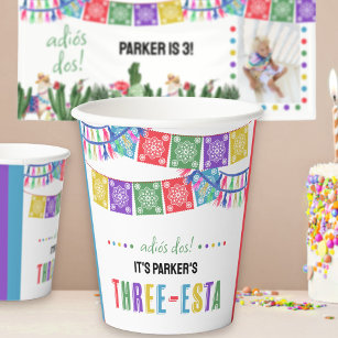 Adios Dos Three-Esta 3rd Birthday Fiesta Party  Paper Cups