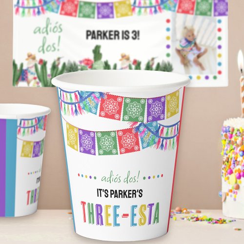 Adios Dos Three_Esta 3rd Birthday Fiesta Party  Paper Cups