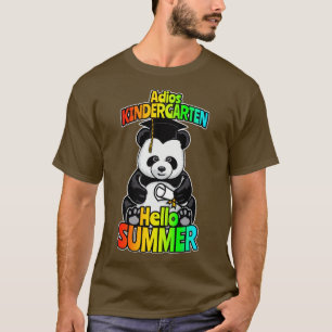 Adios Kindergarten Hello Summer Funny Happy Panda  T-Shirt