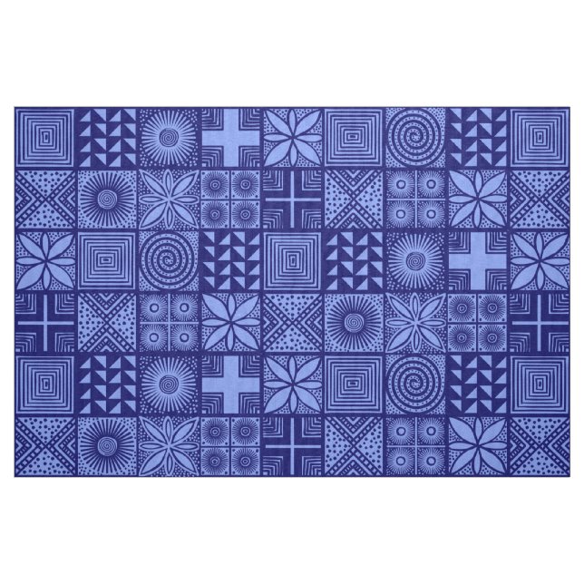 Adire Pattern - Shades of Blue Fabric (Fat Quarter)