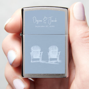 Adirondack Beach Chairs Dusty Blue White Backdrop Zippo Lighter