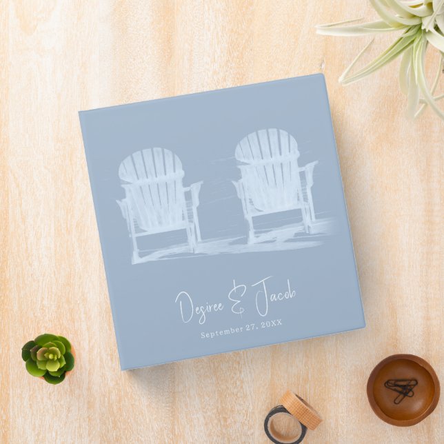 Adirondack Beach Chairs Dusty Blue White Wedding 3 Ring Binder (In Situ)