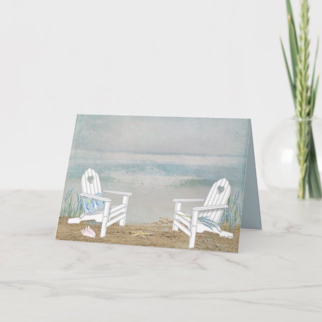 Adirondack beach chairs on sand card (Front)