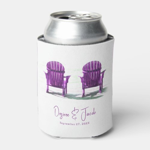 Adirondack Beach Chairs Purple White Rustic Can Cooler