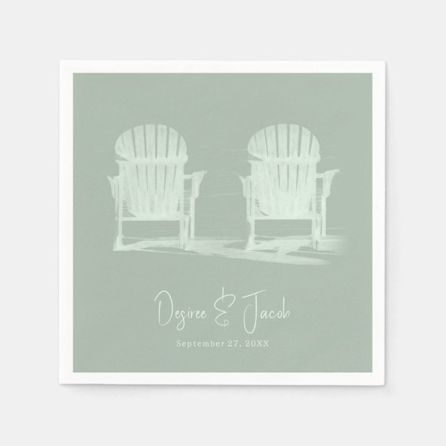 Adirondack Beach Chairs Sage Green Wedding Napkins (Front)
