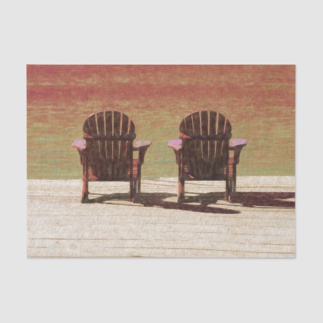 Adirondack Beach Chairs Sunset Rustic Tissue Paper (Front)