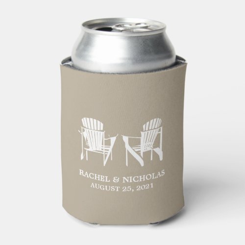 Adirondack Beach Chairs Tan  Wedding Can Cooler