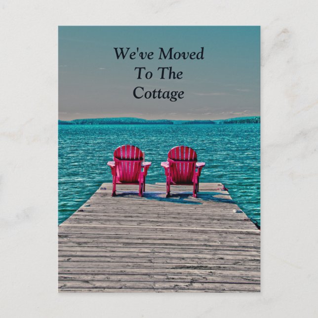 Adirondack Beach Chairs Teal Lake House Moving Postcard (Front)