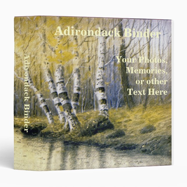 Adirondack Birch Trees with Yellow Leaves 3 Ring Binder (Front/Spine)