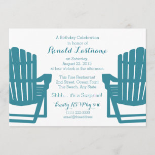 Adirondack Chairs Beach Birthday Invitation