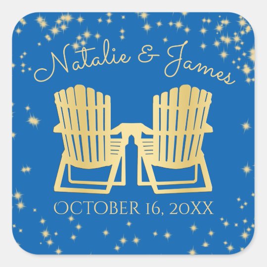 Adirondack Chairs Beach Starry Sky Square Sticker Zazzle Com