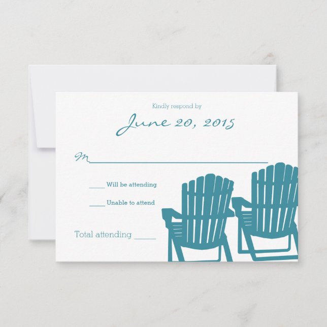 Adirondack Chairs Beach Wedding Response Card (Front)