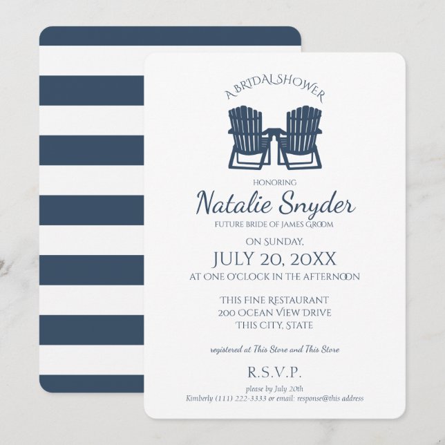 Adirondack Chairs Bridal Shower Invitation (Front/Back)
