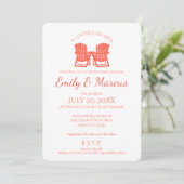 Adirondack Chairs Coral Couple's Shower Invitation (Standing Front)