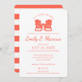 Adirondack Chairs Coral Couple's Shower Invitation (Front/Back)