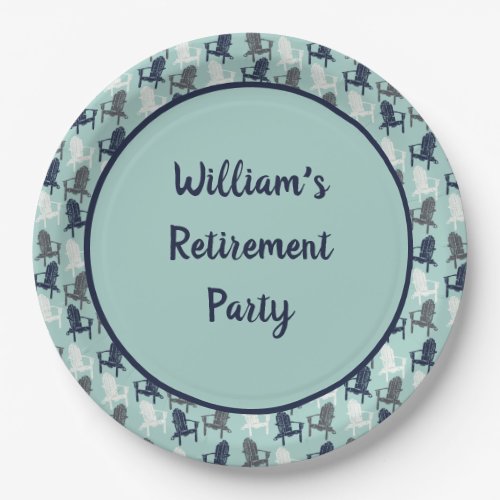 Adirondack Chairs Custom Message Aqua Blue Paper Plates