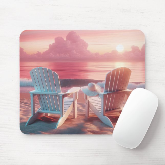 Adirondack Chairs In Pink Sunset Mouse Pad (With Mouse)