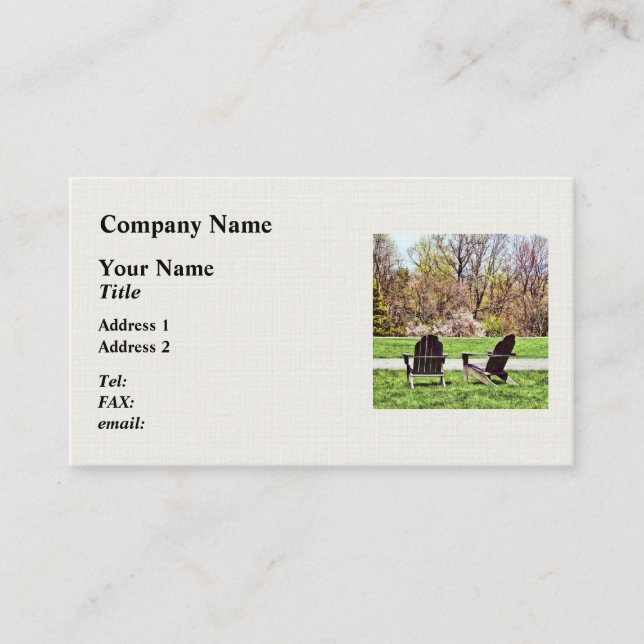 Adirondack Chairs In Spring Business Card (Front)