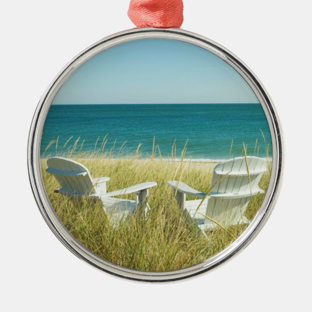 Adirondack Chairs in the Dunes Metal Ornament (Front)