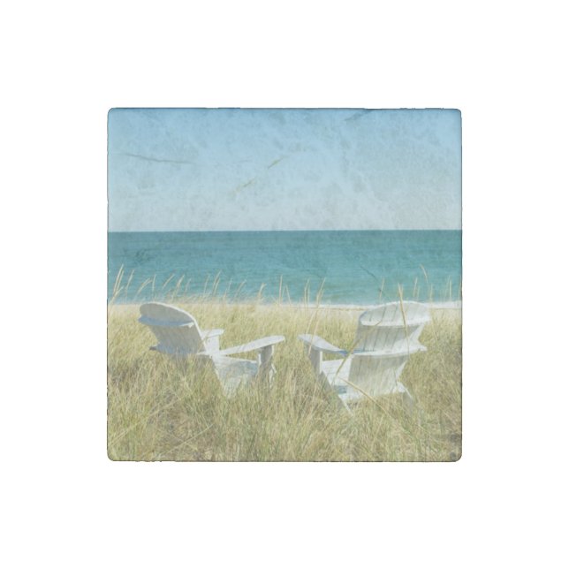 Adirondack Chairs in the Dunes Stone Magnet (Front)