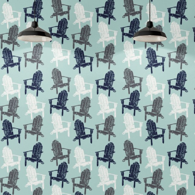Adirondack Chairs Navy Blue, Aqua, Gray Patterned Wallpaper (Creator Uploaded)