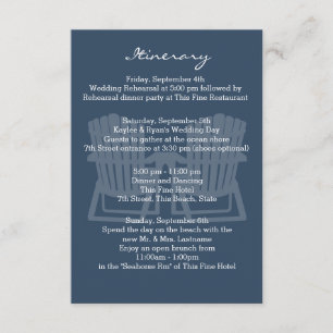 Adirondack Chairs Navy Blue Intinerary Enclosure Card