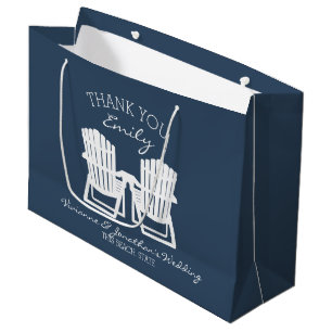 Adirondack Chairs Navy Blue Large Gift Bag