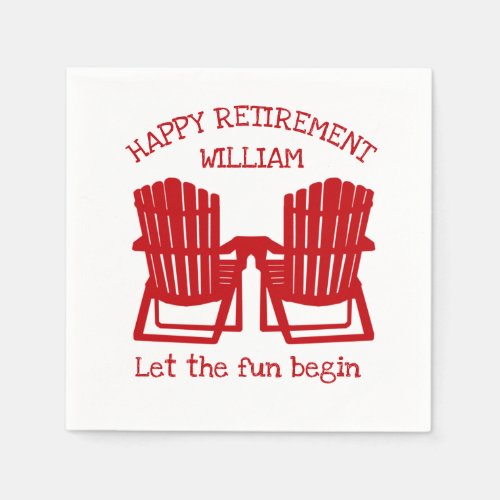 Adirondack Chairs Navy Red Retirement Napkins