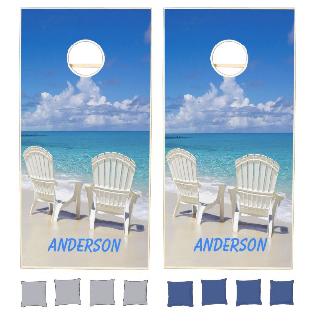 Adirondack Chairs On Beach Corn Hole Game (Set)