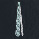 Adirondack Chairs Pattern Navy Blue and Aqua Neck Tie<br><div class="desc">This patterned necktie features illustrations of wooden Adirondack chairs in navy blue,  eggshell white and charcoal gray set against a light aqua blue colored background. The reverse side of the tie has a coordinating pattern of diagonal stripes.</div>