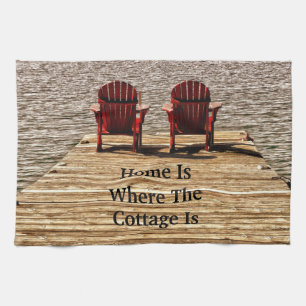 Adirondack Chairs Red Home Is Where The Cottage Is Kitchen Towel