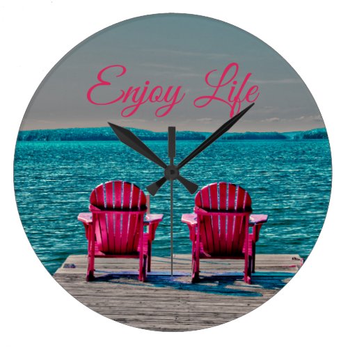 Adirondack Chairs Rustic Enjoy Life At The Cottage Large Clock