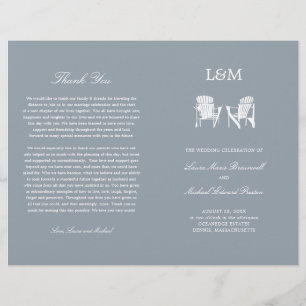 Adirondack Chairs Silver Gray Wedding Program