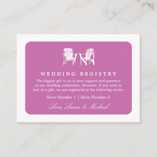 Adirondack Chairs  Wedding Bridal Gift Registry Enclosure Card