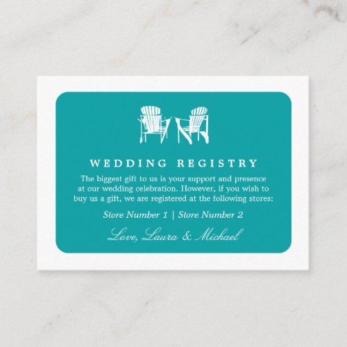 Adirondack Chairs  Wedding Bridal Gift Registry Enclosure Card