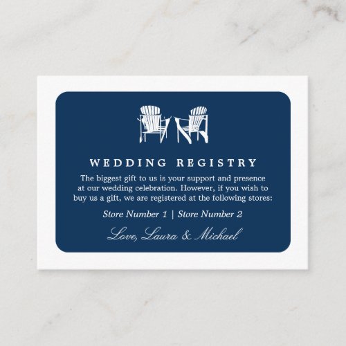 Adirondack Chairs  Wedding Bridal Gift Registry Enclosure Card